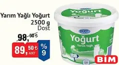DOST YARIM YAĞLI YOĞURT 2500 G